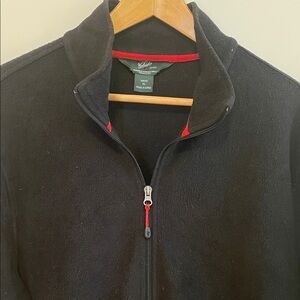 Woolrich Men's Black Full-Zip Sweater with Red Trim